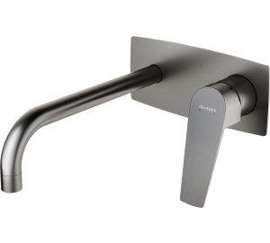 MONOMANDO DE LAVABO EMPOTRADO CAÑO 22 CM BRUSHED METAL KLOE